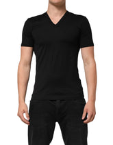 Black Cotton Plain V-Neck Men Shirt T-shirt